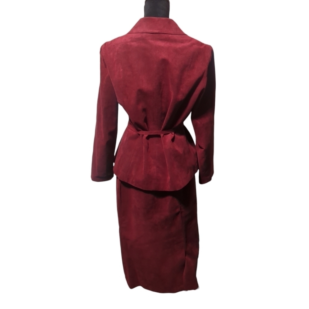 Vintage 70s Abe Schrader Microsuede Skirt Suit W/ Pockets - Picture 2 of 9